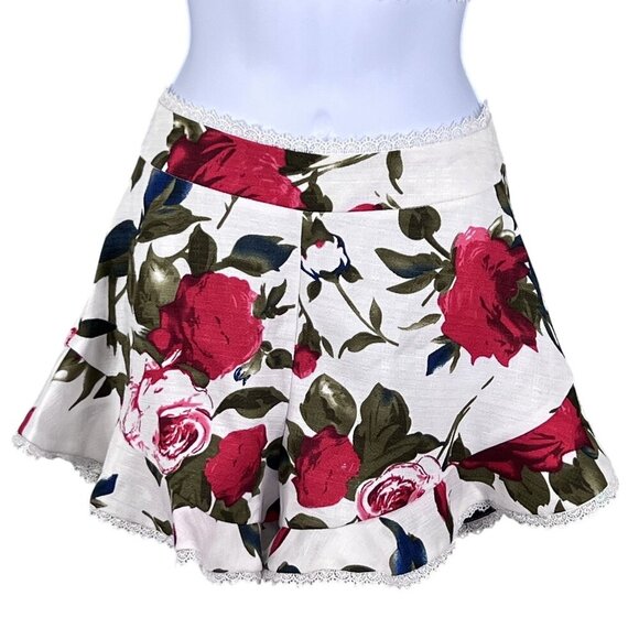 Luxxel NWT S Floral Ruffled 2 Piece Crop Top High Waist Short Set Marilyn Monroe - Picture 9 of 16